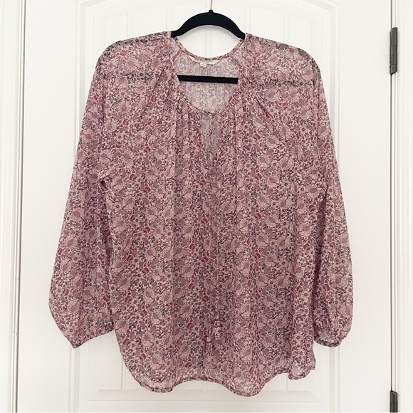 LIVERPOOL Los Angeles FLORAL PRINT SPLIT NECK Pink Size Medium - Picture 3 of 7